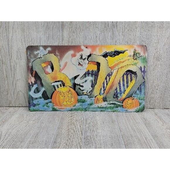 Vintage Eureka Die Cut Halloween Decoration BOO Ghost Graveyard Bat Pumpkin - Picture 6 of 8